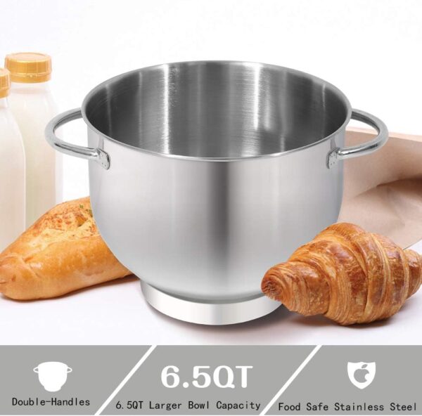Aucma Stand Mixer,6.5-QT 660W 6-Speed Tilt-Head Food Mixer, Kitchen Electric Mixer with Dough Hook, Wire Whip & Beater (6.5QT, Black) - Image 5