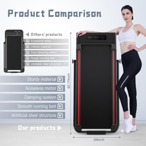 Sperax Treadmill,Walking Pad,Under Desk Treadmill,3 in 1 Folding Treadmill,Treadmills for Home,Black Red - Image 2
