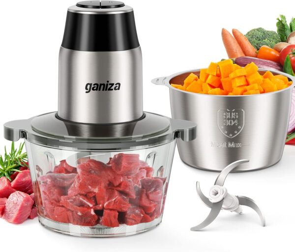 GANIZA Food Processors, Electric Food Chopper with Meat Grinder & Vegetable Chopper -