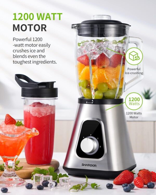 aSHARDOR 1200W Blender for Shakes nd Smoothies, - Image 2