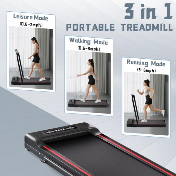 Sperax Treadmill,Walking Pad,Under Desk Treadmill,3 in 1 Folding Treadmill,Treadmills for Home,Black Red - Image 4
