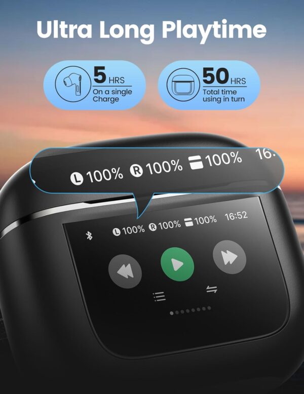 Wireless Earbuds Bluetooth 5.3 Headphones with Touch Screen 50H Playtime Deep Bass Stereo Ear Buds with Mic IPX7 Waterproof in Ear Earphones - Image 2