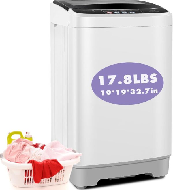 Nictemaw Portable Washing Machine 17.8Lbs Capacity 2.4 Cu.ft Portable Washer Machine with 10 Programs 8 Water Levels Mini Washing Machine