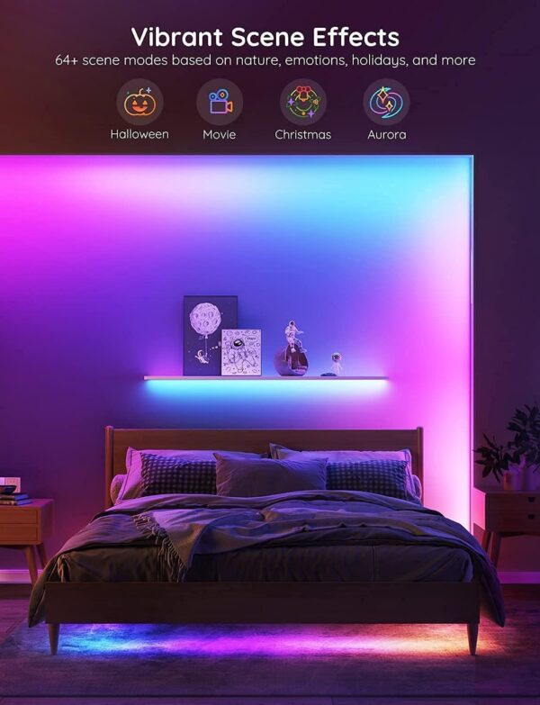 Govee RGBIC Alexa LED Strip Light 16.4ft, Smart WiFi LED Lights Work with Alexa and Google Assistant, Segmented DIY, Music Sync, - Image 6