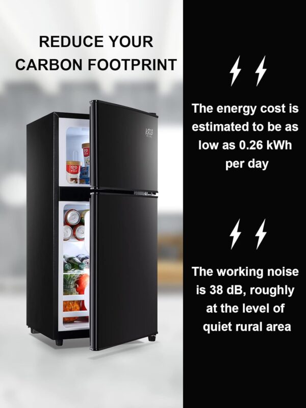 3.5 Cu.Ft Refrigerator 2 Door 7 Level Adjustable Thermostat Control Top-Freezer Refrigerator Lock Fresh Energy Saving Black (KB03-FLS-80-BLACK) - Image 4