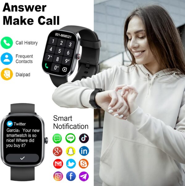 Smart Watch(Answer/Make Call), 1.91" Smartwatch for Men Women, NEW Fitness Watch with 110+ Sport Modes, Fitness Activity Tracke with Pedometer/Sleep Monitor/Heart Rate/IP68 Waterproof, for Android iOS - Image 2