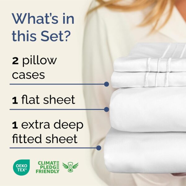 Extra Deep Twin Sheet Set - 4 Piece Breathable & Cooling Sheets - Hotel Luxury Bedding Set w/18-24 - Image 2
