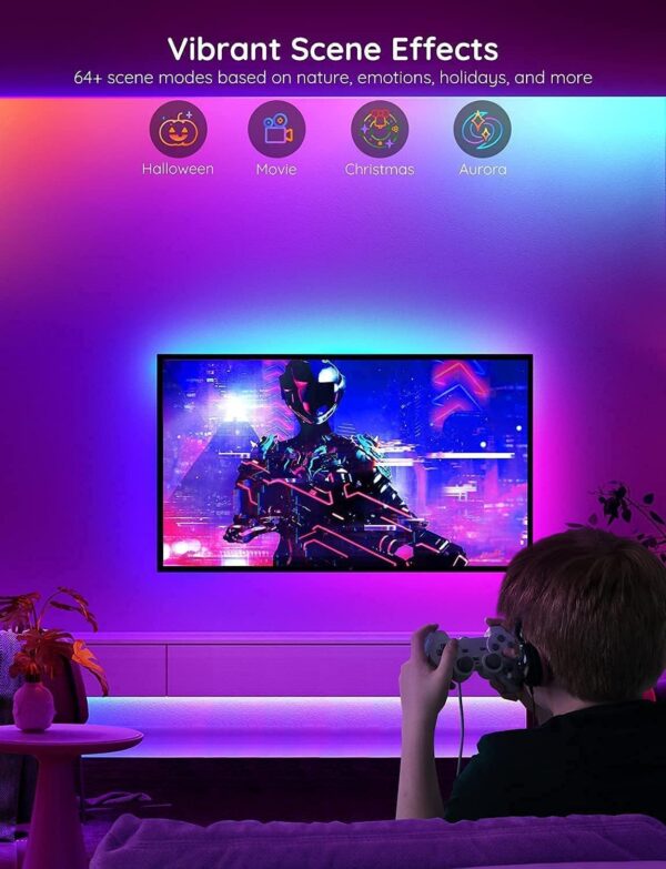 Govee RGBIC Alexa LED Strip Light 16.4ft, Smart WiFi LED Lights Work with Alexa and Google Assistant, Segmented DIY, Music Sync, - Image 5