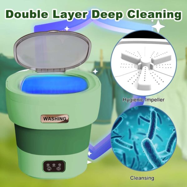 Mini Portable Washing Machine Small - 18L 60W Portable Mini Washing Machine with Spin, Lavadora Portatil Washer Foldable, Small Washing Machine Portable Used for Travel Green