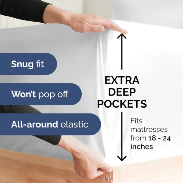 Extra Deep Twin Sheet Set - 4 Piece Breathable & Cooling Sheets - Hotel Luxury Bedding Set w/18-24 - Image 3