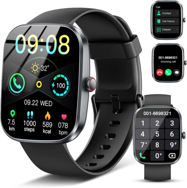 Smart Watch(Answer/Make Call), 1.91" Smartwatch for Men Women, NEW Fitness Watch with 110+ Sport Modes, Fitness Activity Tracke with Pedometer/Sleep Monitor/Heart Rate/IP68 Waterproof, for Android iOS
