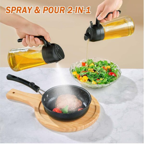 With Stickers 16oz Olive Oil Sprayer for Cooking - 2 in 1 Spray & Pour Olive Oil Dispenser - 470ml Glass Spray Oil Bottle - Kitchen Gadgets - Image 2