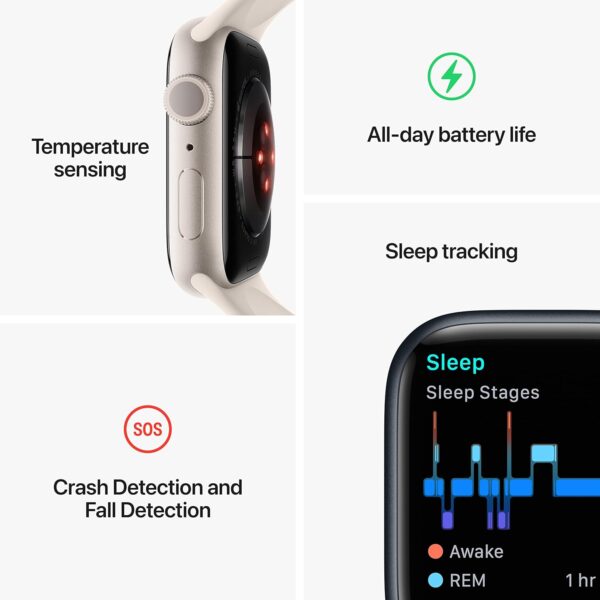 Apple Watch Series 8 [GPS, 41mm] - Starlight Aluminum Case with Starlight Sport Band - Image 5