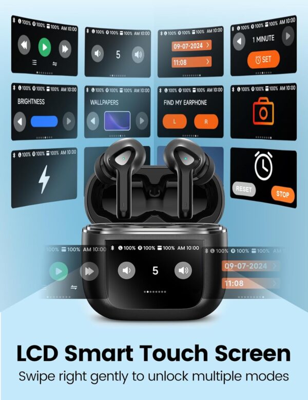 Wireless Earbuds Bluetooth 5.3 Headphones with Touch Screen 50H Playtime Deep Bass Stereo Ear Buds with Mic IPX7 Waterproof in Ear Earphones - Image 4