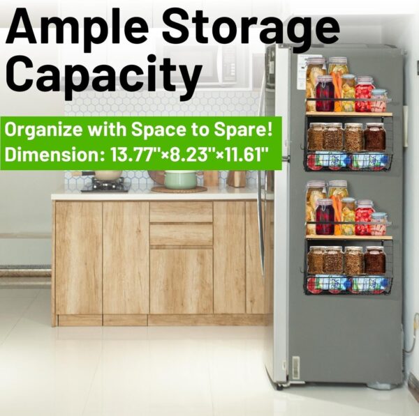 2 Set Magnetic Shelf for Refrigerator with Wood Lid, Fruit Potato & Onion Storage Bins, Pantry Organizers & Storage, - Image 2