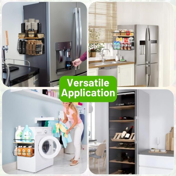 2 Set Magnetic Shelf for Refrigerator with Wood Lid, Fruit Potato & Onion Storage Bins, Pantry Organizers & Storage, - Image 5