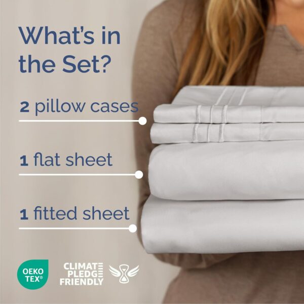 Queen Size 4 Piece Sheet Set - Comfy Breathable & Cooling Bed Sheets Set - Hotel Luxury Bedding for Women, Men, Kids & Teens - Deep Pockets, Easy-Fit, Soft and Wrinkle Free - Oeko-Tex - French Grey - Image 2