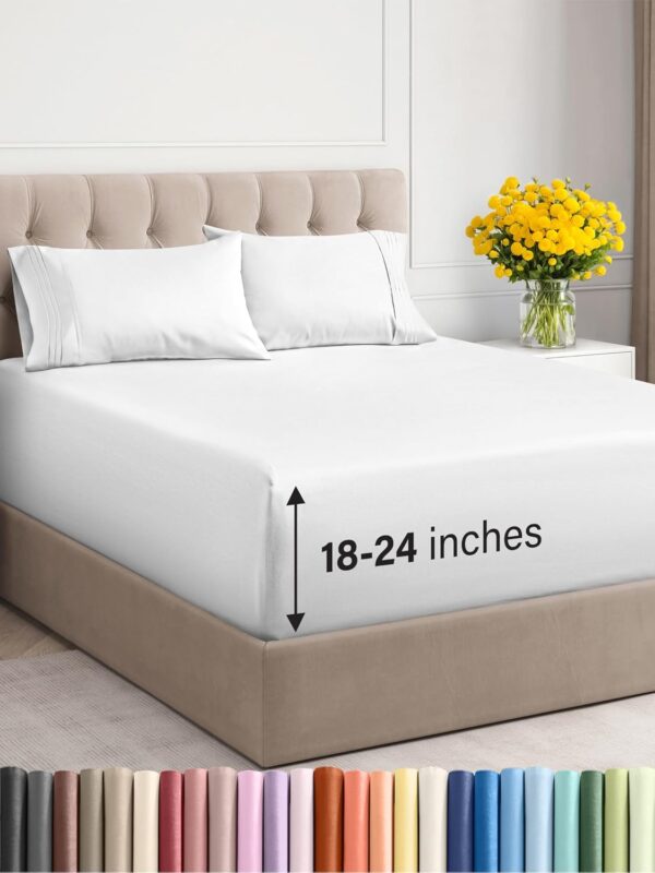 Extra Deep Twin Sheet Set - 4 Piece Breathable & Cooling Sheets - Hotel Luxury Bedding Set w/18-24
