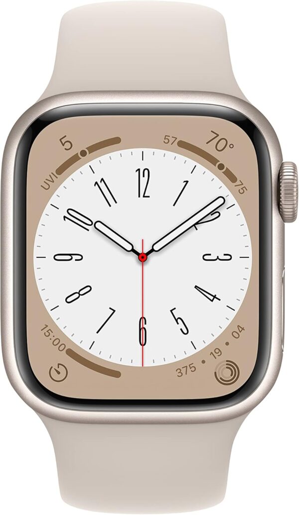 Apple Watch Series 8 [GPS, 41mm] - Starlight Aluminum Case with Starlight Sport Band - Image 2