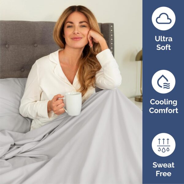 Queen Size 4 Piece Sheet Set - Comfy Breathable & Cooling Bed Sheets Set - Hotel Luxury Bedding for Women, Men, Kids & Teens - Deep Pockets, Easy-Fit, Soft and Wrinkle Free - Oeko-Tex - French Grey - Image 4