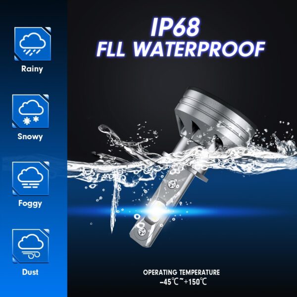 FAHREN H1 Driving Fog Bulbs, 24000LM 6500K Ultra Bright Bulbs H1 Fog Bulbs, IP68 Waterproof Pack of - Image 3