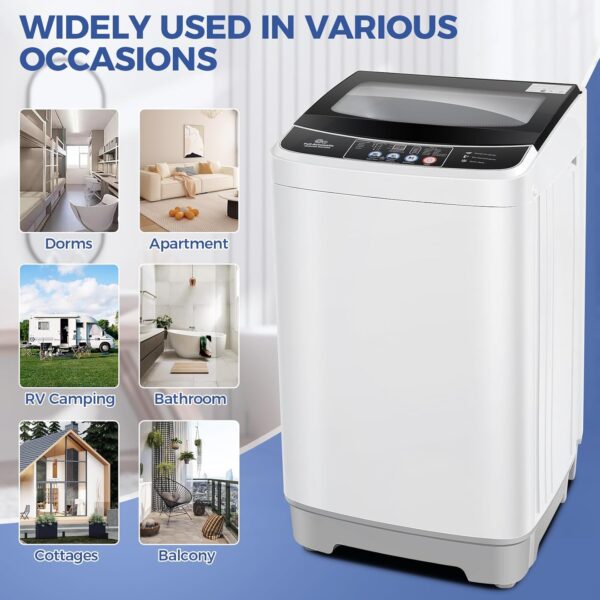 Nictemaw Portable Washing Machine 17.8Lbs Capacity 2.4 Cu.ft Portable Washer Machine with 10 Programs 8 Water Levels Mini Washing Machine - Image 6