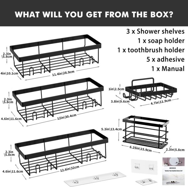 Moforoco Adhesive Shower Caddy Organizer Shelves Rack - 5 Pack Corner Bathroom Storage Organization, Home & Kitchen Decor Inside RV Accessories, Hanging First Apartment Household Camper Essentials - Image 7