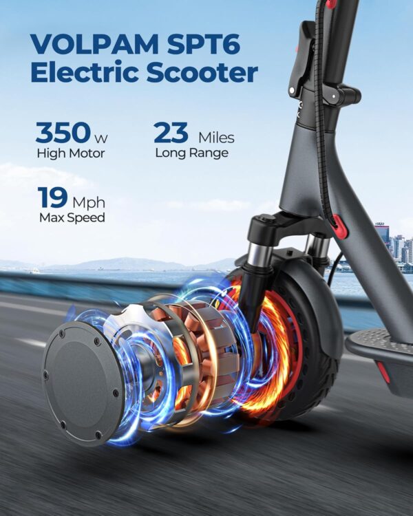 VOLPAM Electric Scooter, Powerful 350W/500W Motor, Max 12/19/28Miles Long Range, Top Speed 16/19/21 MPH, 8.5" /10'' Solid Tires, E Scooter for Adults and Teens - Image 2