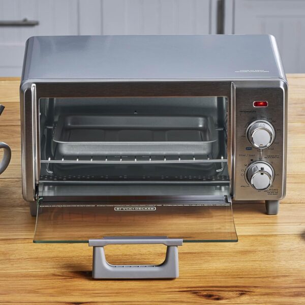 BLACK+DECKER 4-Slice Crisp 'N Bake Air Fry Toaster Oven,TO1787SS-RFP, 4-Slice, 5 Cooking Functions, 30 Minute Timer, Stainless Steel - Image 6