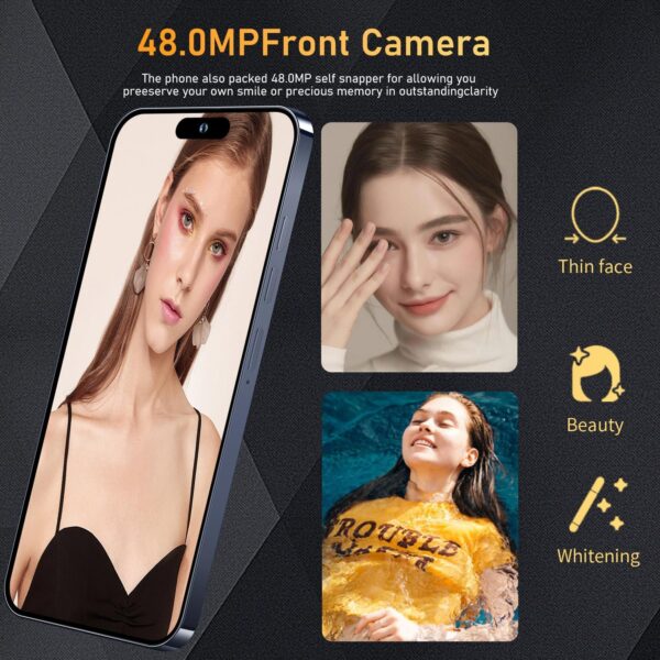 I14 Pro Max Unlocked Smartphone, 6+256GB, Android 13.0 Unlocked Cell Phones, 6.82" HD Screen Battery 6800mAH with 128GB Memory Card/Face ID/Fingerprint Lock/Dual SIM 5G Phone - Image 4