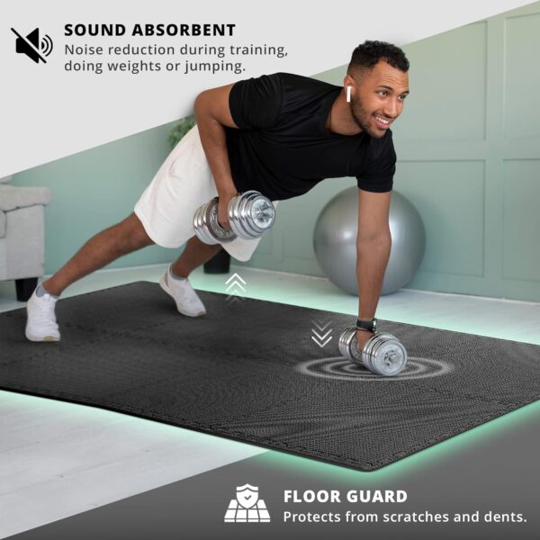 Gym Flooring Set - Interlocking EVA Soft Foam Floor Mat, 18 Pieces Puzzle Rubber Tiles Protective Ground Surface Protection, - Image 6