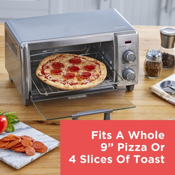 BLACK+DECKER 4-Slice Crisp 'N Bake Air Fry Toaster Oven,TO1787SS-RFP, 4-Slice, 5 Cooking Functions, 30 Minute Timer, Stainless Steel - Image 4