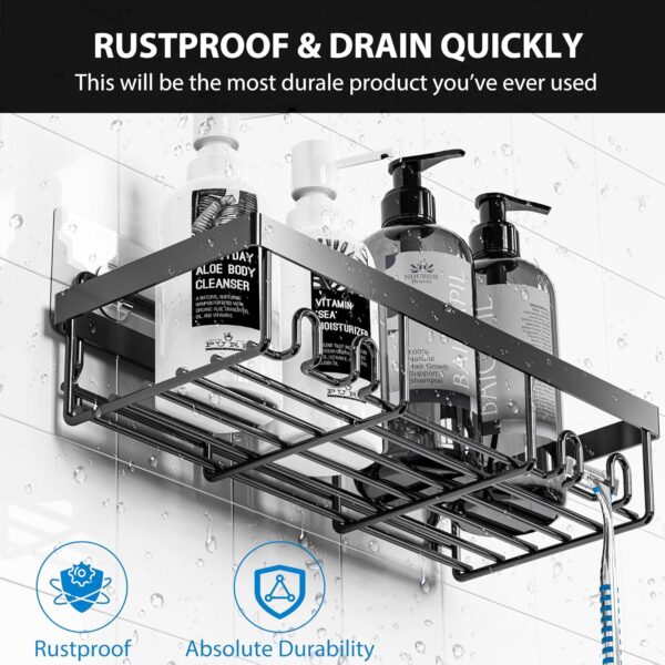 Moforoco Adhesive Shower Caddy Organizer Shelves Rack - 5 Pack Corner Bathroom Storage Organization, Home & Kitchen Decor Inside RV Accessories, Hanging First Apartment Household Camper Essentials - Image 3