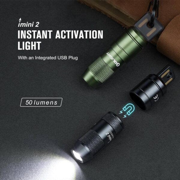 OLIGHT IMINI 2 EDC Rechargeable Keychain Flashlight, 50 Lumens Compact and Portable Mini LED Keyring Lights with Built-in Battery Ideal for Everyday Carry and Emergencies (Black) - Image 2