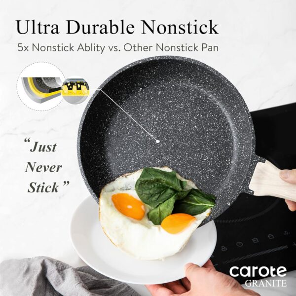 CAROTE 14Pcs Pots and Pans Set Non Stick, Cookware Sets Induction Cookware Granite Cooking Set with Frying Pans, - Image 3