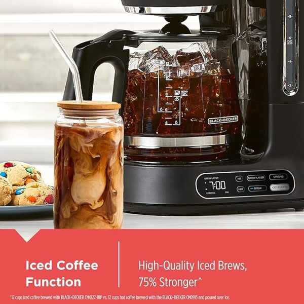 BLACK+DECKER Split Brew 12-Cup Digital Coffee Maker, CM0122, Iced or Hot Coffee, Programmable, Quick Touch, 4-Hour Keep Warm - Image 3