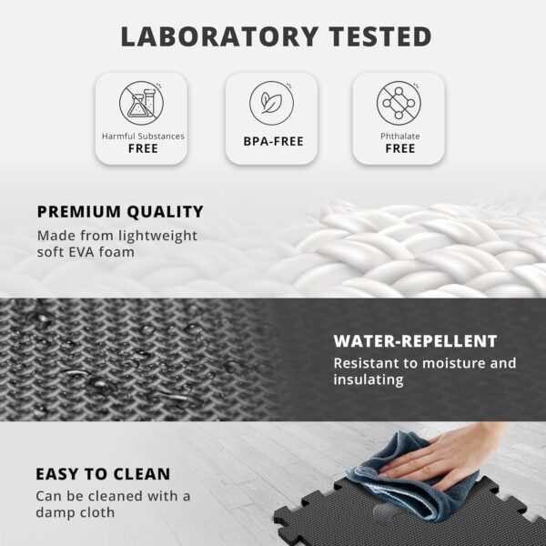 Gym Flooring Set - Interlocking EVA Soft Foam Floor Mat, 18 Pieces Puzzle Rubber Tiles Protective Ground Surface Protection, - Image 3