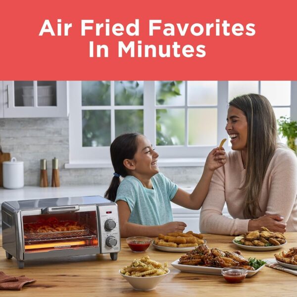 BLACK+DECKER 4-Slice Crisp 'N Bake Air Fry Toaster Oven,TO1787SS-RFP, 4-Slice, 5 Cooking Functions, 30 Minute Timer, Stainless Steel - Image 3