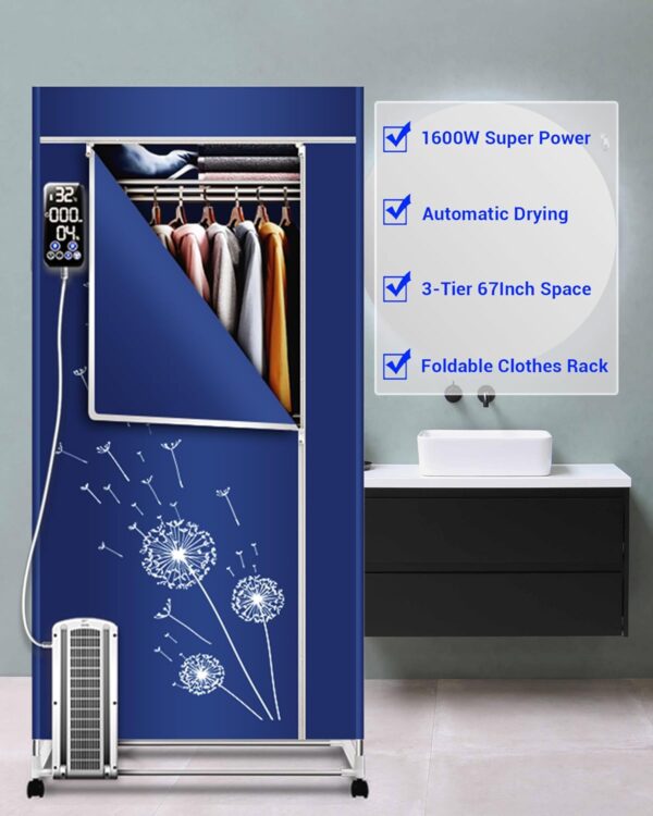 Portable Clothes Dryer, 1600W-110V, 3 Tier Foldable Rack, - Image 2