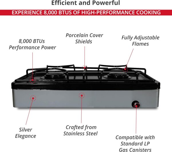 Koblenz PSK-200S 2-Burner Gas Stove, Silver - Image 4