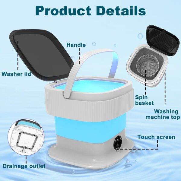 Portable Washing Machine, 16L Foldable Mini Portable Washing Machine, - Image 3