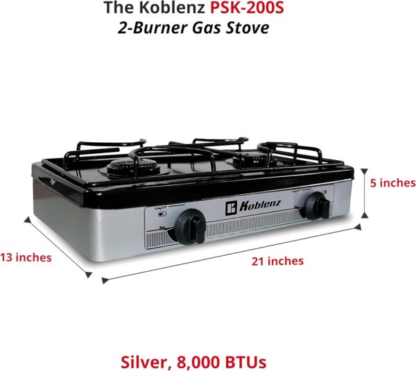Koblenz PSK-200S 2-Burner Gas Stove, Silver - Image 2