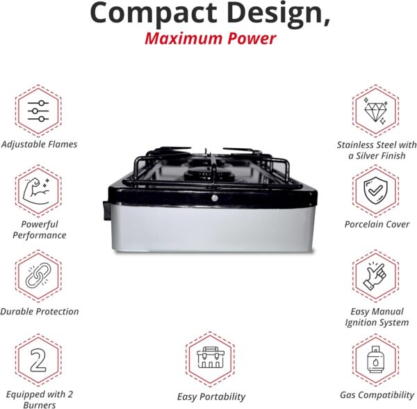 Koblenz PSK-200S 2-Burner Gas Stove, Silver - Image 5