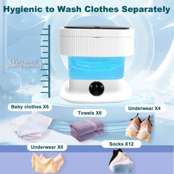 Portable Washing Machine, 16L Foldable Mini Portable Washing Machine, - Image 5